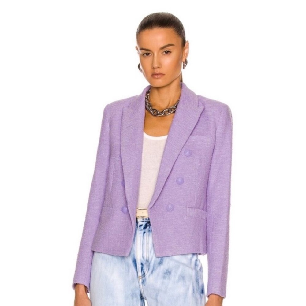 Worn Once L'AGENCE Brooke Double Breasted Crop Blazer in Lavender 2